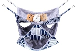 XINRUI 3 Tier Guinea Pig Cage Accessories,Ferret Rat Hammock, 13.7x13.7 Inches,Pet Cage Hanging Bunkbed Hammock for Small Animals, Guinea Pig, Ferret, Squirrel, Chinchilla, Rat,Parrot