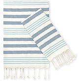 Folkulture Hand Towels for Bathroom | (16 x 30) Set of 2 Decorative Hand Towel with Hanging Loop | 100% Cotton Turkish Hand Towels Set | Boho Hand Towel for Kitchen (Fiji - Aqua)