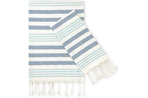 Folkulture Hand Towels for Bathroom, Set of 2 Decorative Hand Towels with Hanging Loop, 100% Cotton Turkish Hand Towels Set or Boho Hand Towels for Kitchen 16" x 30" Inches (Fiji - Aqua)