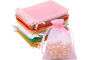 Crweety 50 Pcs Organza Bags Mix Color 3x4 Inch, Small Gift Bags Goodie Bag for Jewelry Candy, Small Mesh Bags Drawstring for Wedding Party Favor Halloween Christmas