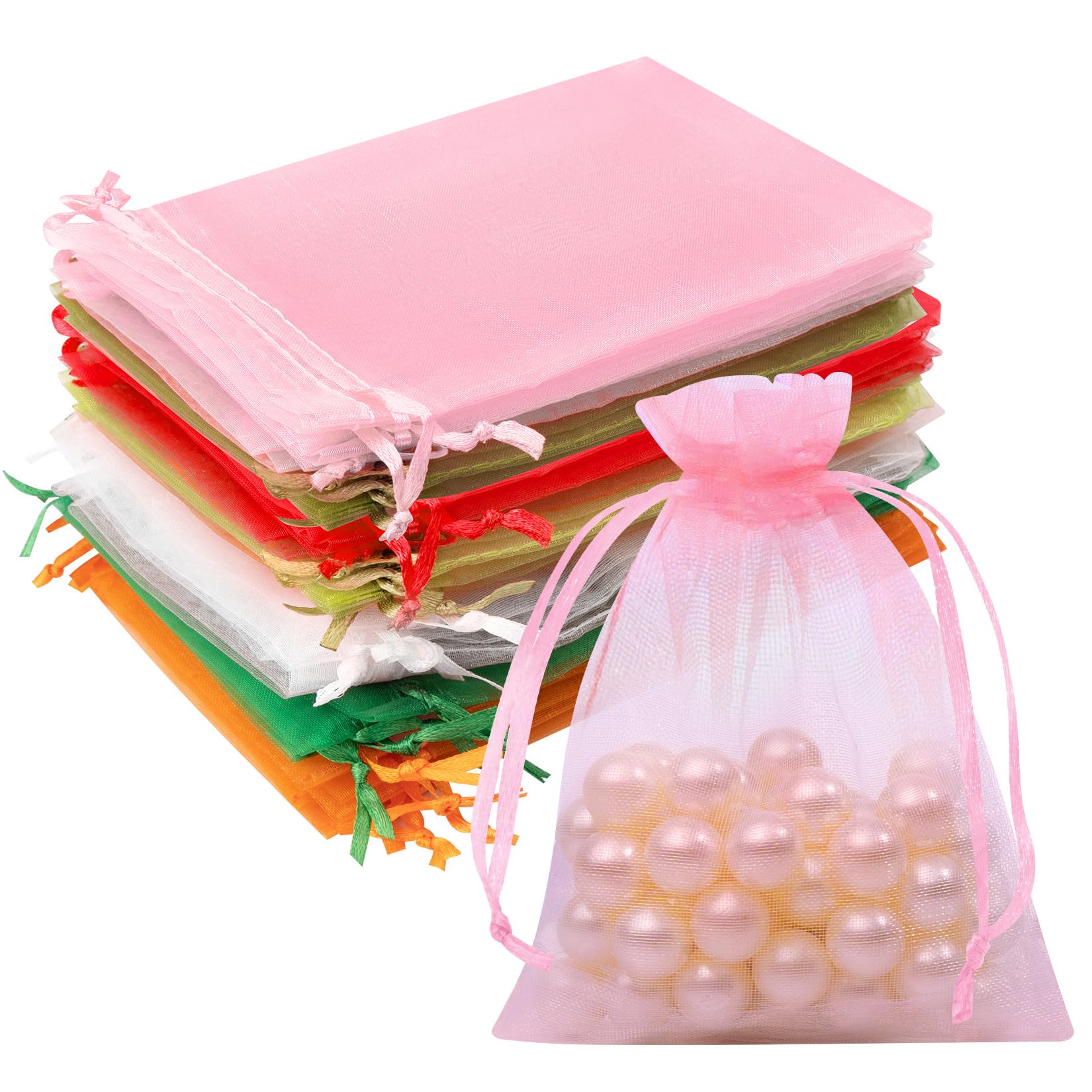 Photo 1 of Crweety 50 Pcs Organza Bags Mix Color 3x4 Inch, Small Gift Bags Goodie Bag for Jewelry Candy, Small Mesh Bags Drawstring for Wedding Party Favor Halloween Christmas