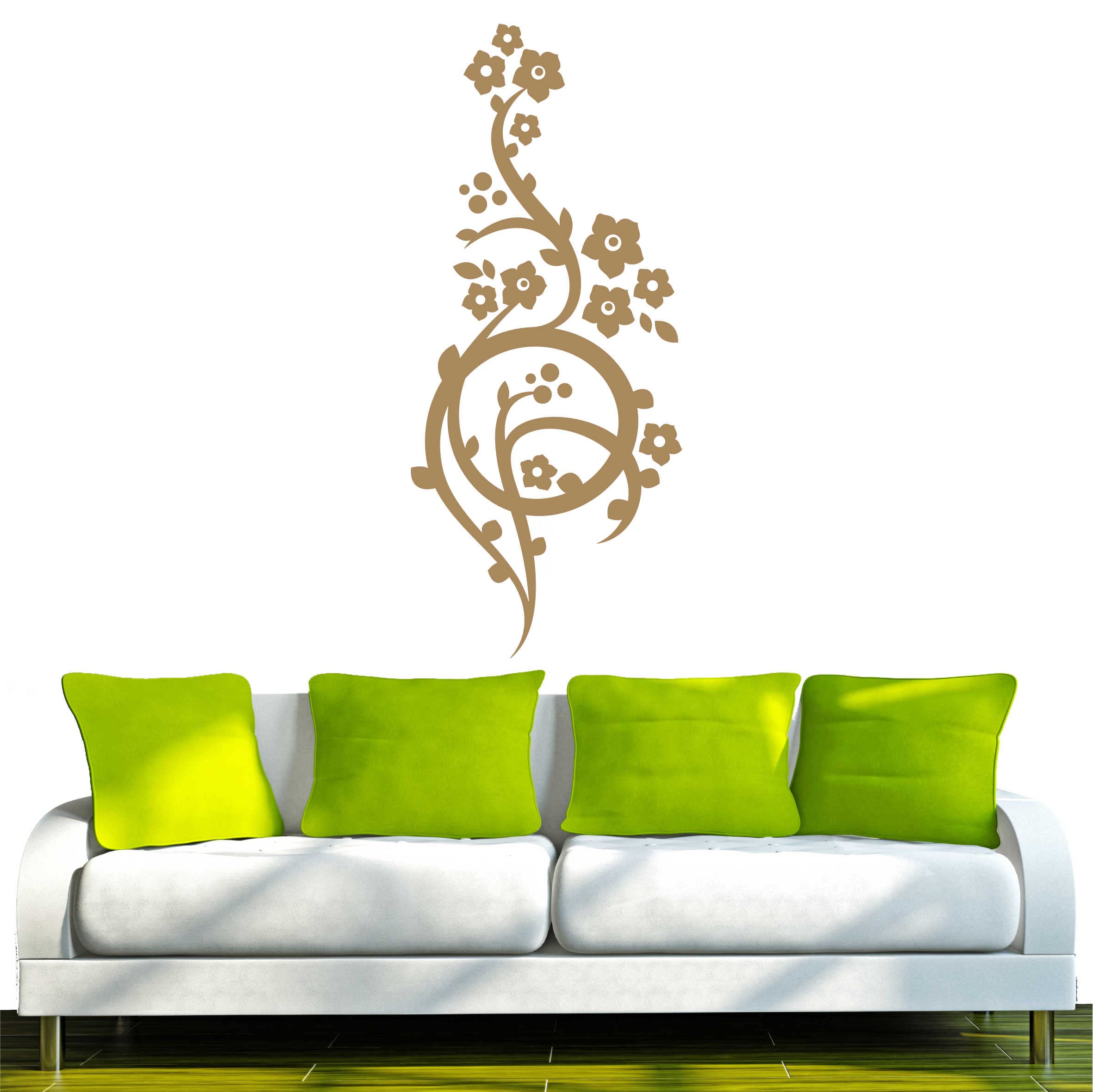 INDIGOS Wall Sticker D212 Beautiful Tribal Vine Flower Plant 40 x 17 cm Light Brown Vinyl 40 x 17 x 1 cm — image 1