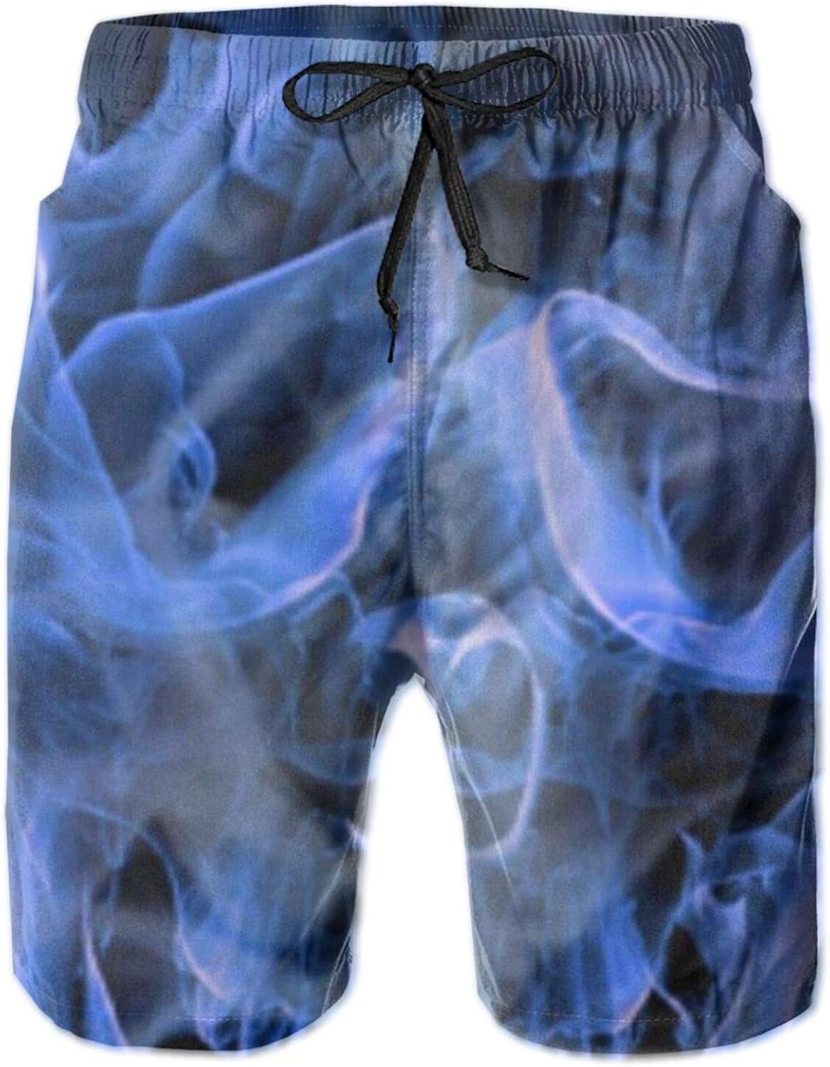 Blue Smoke Skull Gothic Men's Swim Trunks Quick Dry Beach Shorts with
