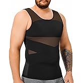 TAILONG Mens Compression Shirt Body Shaper Slimming Shirt Plus Size Gynecomastia Compression Tank Top