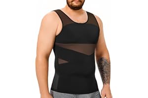 TAILONG Mens Compression Shirt Body Shaper Slimming Shirt Plus Size Gynecomastia Compression Tank Top