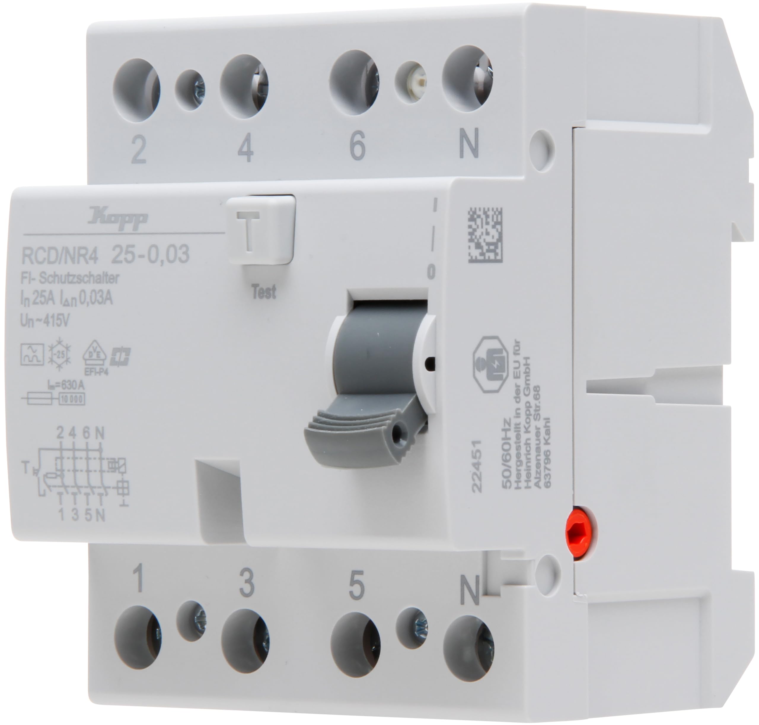 Kopp Residual current circuit breaker, RCD, 25 A, 30 mA, 4-pole, 752548092