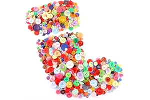 Swpeet 1000Pcs Christmas Assorted Craft Buttons, 2 and 4 Holes Red Round Craft Resin Sewing Buttons Suitable for Christmas Se