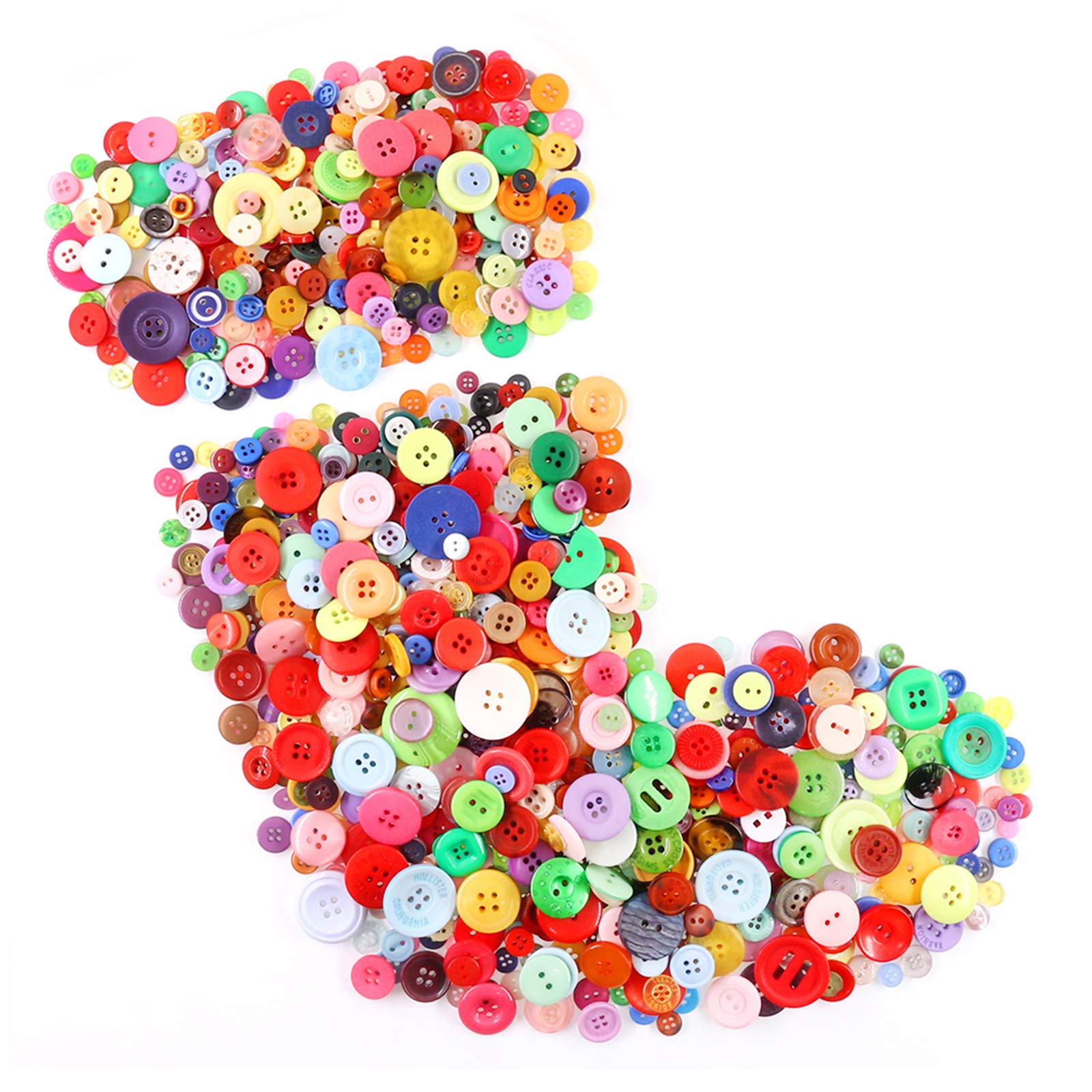 Swpeet 1000Pcs Christmas Assorted Craft Buttons, 2 and 4 Holes Red Round Craft Resin Sewing Buttons Suitable for Christmas Sewing Decorations, Art & Crafts Projects DIY Decoration - Mixed Color