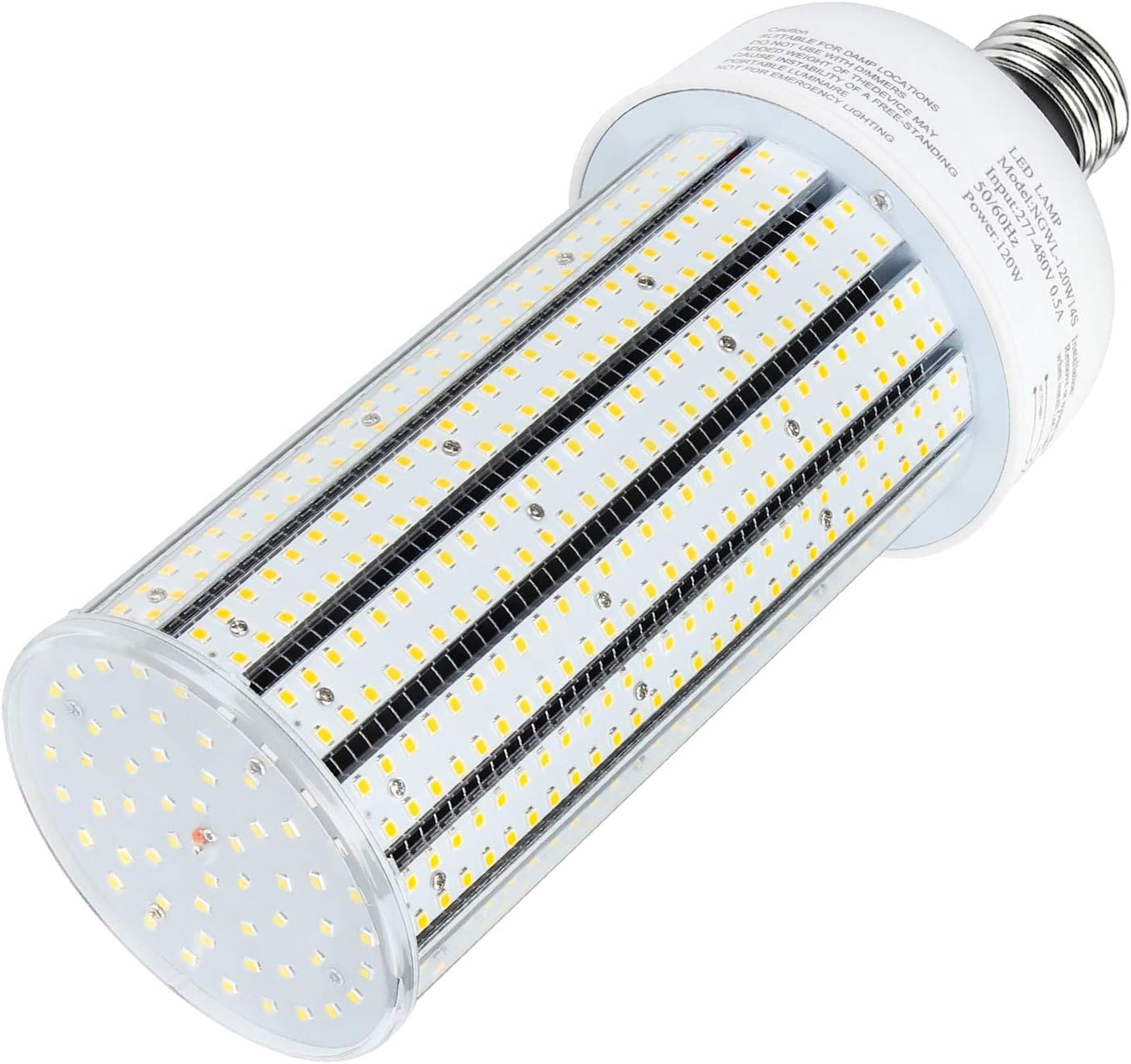 480V 120W LED Corn Light Bulb 347V 400Watt Equivalent Cob Light 17400LM E39 Mogul Base 6000K Daylight CFL HID HPS MH Replacement for Parking Lot Gas Station Light Retrofit Corn Lamp AC277-480V
