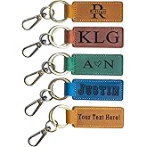 Personalized Leather Keychain Custom Engraved Key Ring Handmade Leather Key Holder Monogram Initials Car Keychain for Men Women Unique Engraved Gift Idea Custom Name Key Ring