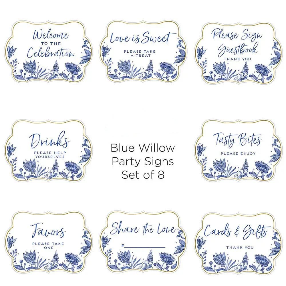 Kate Aspen 28539NA Blue Willow Collection, Paper, Décor Sign Kit (Set of 8)