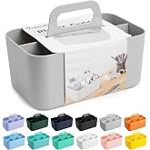 Tiawudi Multipurpose Caddy Organizer, Plastic Caddy with Handle, Stackable Desk Organizer for Stationery, Marker and Pencil, 