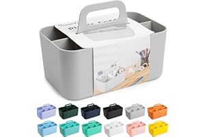Tiawudi Multipurpose Caddy Organizer, Plastic Caddy with Handle, Stackable Desk Organizer for Stationery, Marker and Pencil, Office Supplies Organizer, Dorm Caddy
