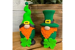 ANLEMIN St Patrick's Day Gnomes, Handmade Gnome Figurine, Farmhouse gnome Statue Decorations for Irish Holiday Gnomes Decor Ornament, Lucky Shop Gifts