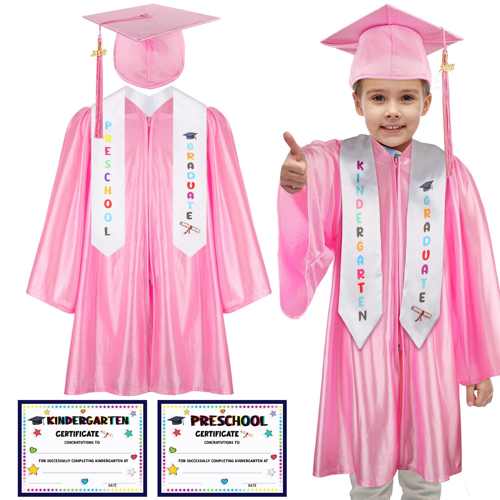 Newcotte 6 Pcs Kids 2025 Preschool and Kindergarten Graduation Cap Gown ...