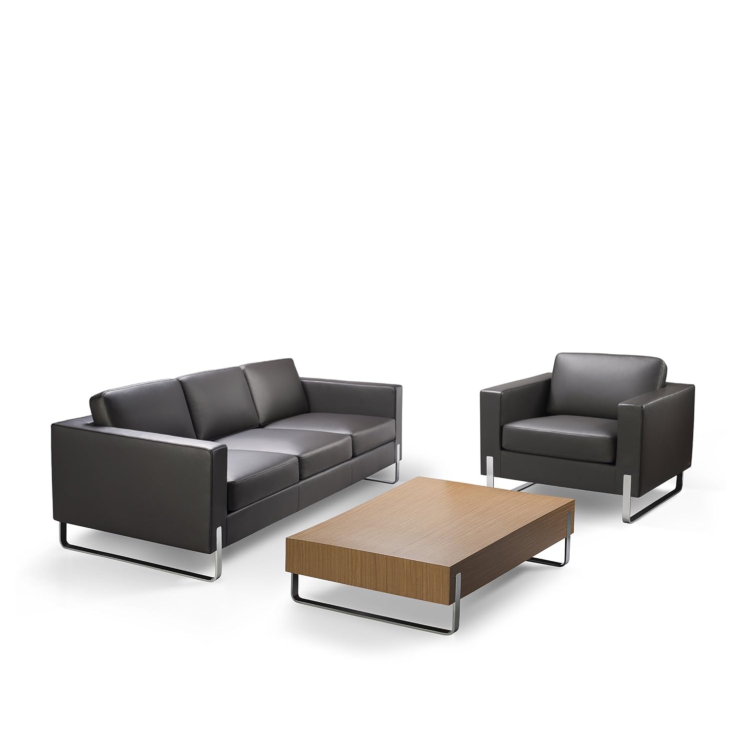 Lakdi Fully Cushioned Combo 3 Seater Sofa With Wooden Veneer Table