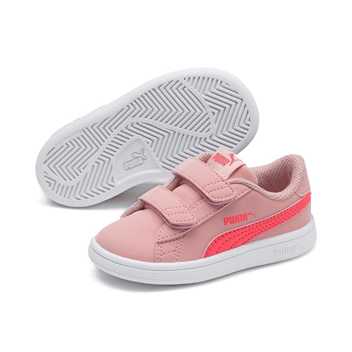 Puma Smash v2 Buck V Inf Kinder Low Boot Sneaker Bridal Rosa-Calypso Coral-Weiss