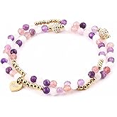 Bracelet for Mom with Crystals and Gemstones - New Mom Gifts - Moonstone Amethyst Postpartum Jewelry - One Size Fits All