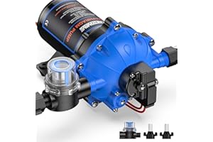 CrestWave RV Fresh Water Pump 12V DC, 7GPM 70PSI, Upgraded Five Chamber Self-Priming Diaphragm Pump with Heavy Duty Pressure 