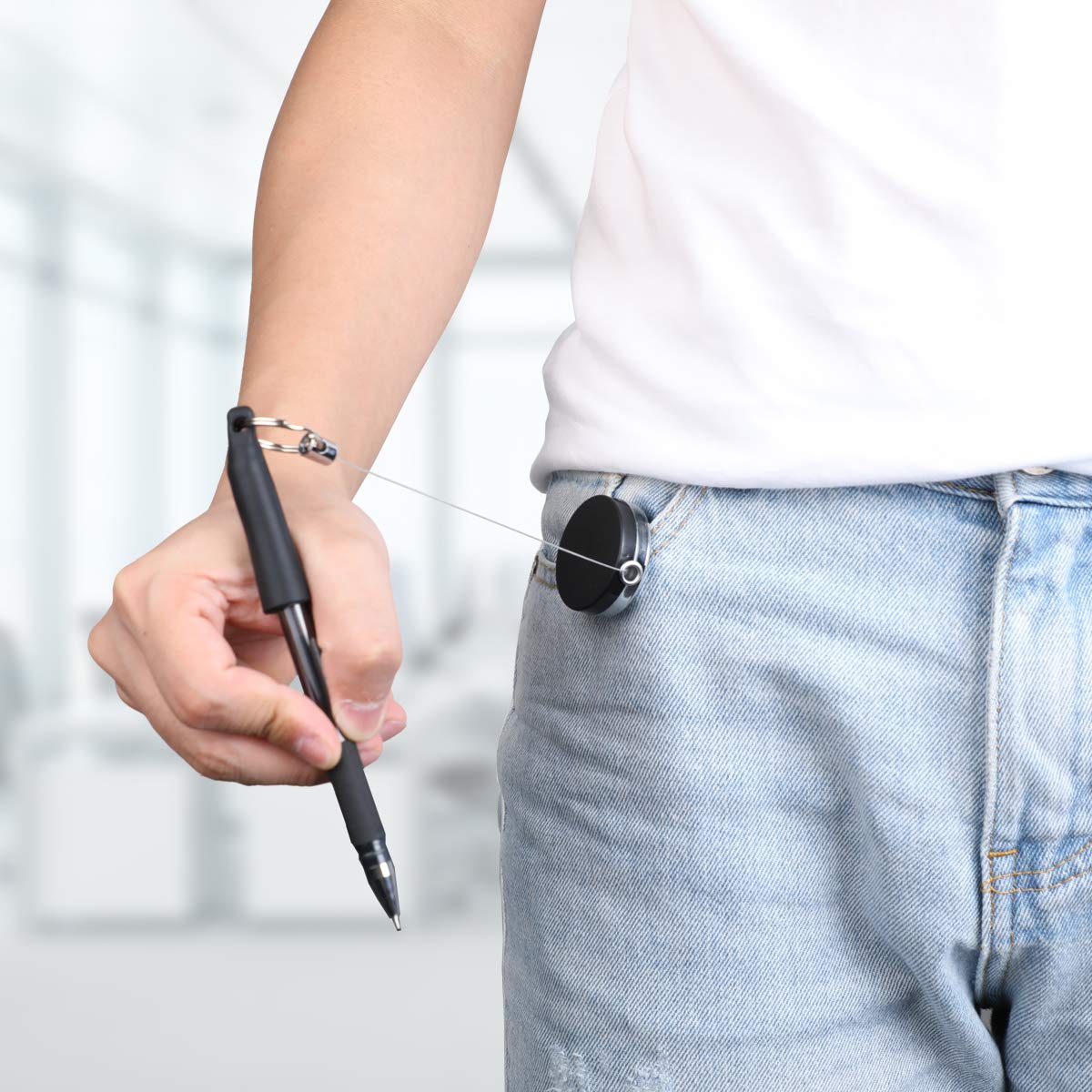 Retractable Pull Pen Holder,AIEVE 4 Pack Belt Clip Pen Holder with