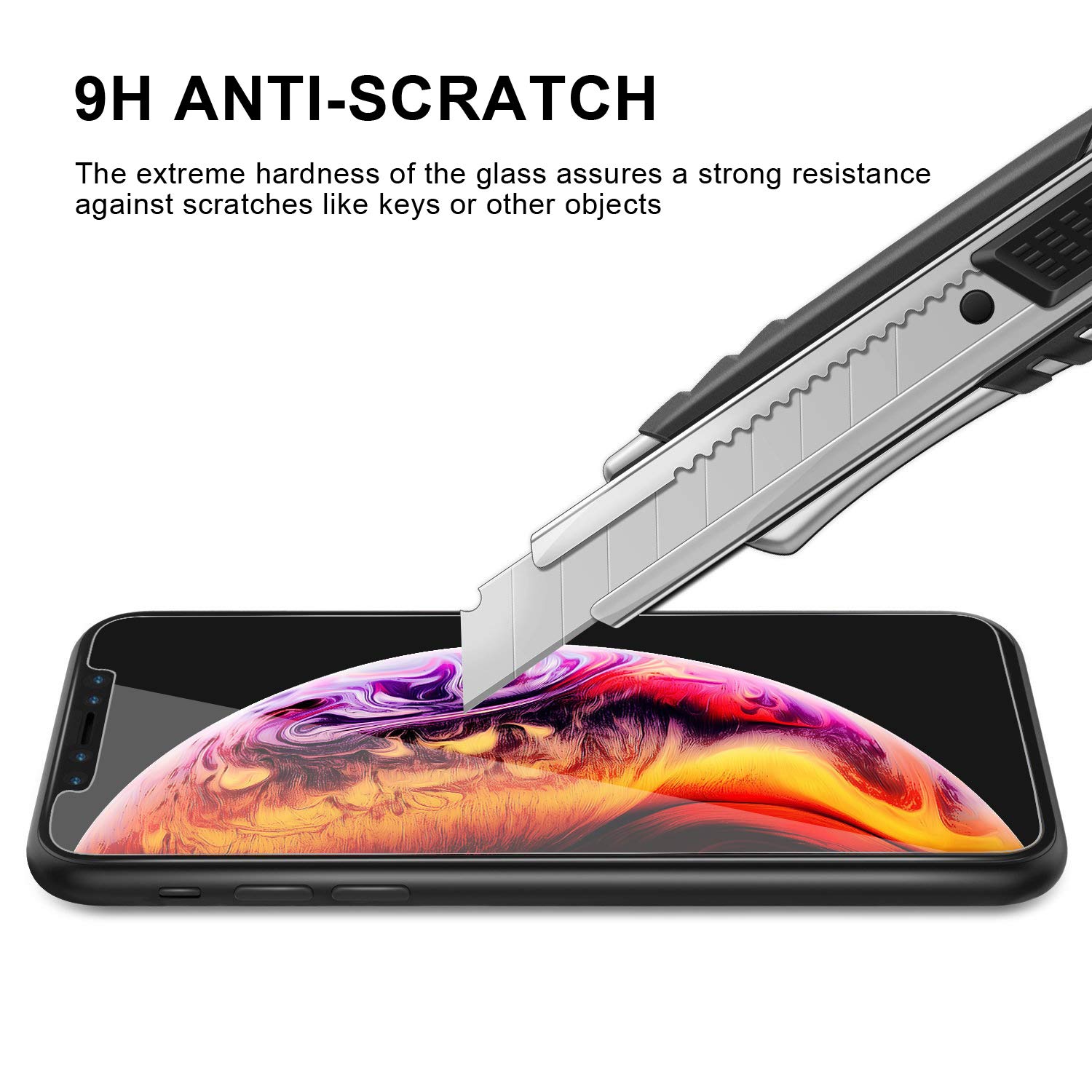 GLASS-M [2 Pack] Tempered Glass Screen Protector Compatible with iPhone XS Max 6.5 inch, [Not Full Cover] Case Friendly Screen Protector Film
