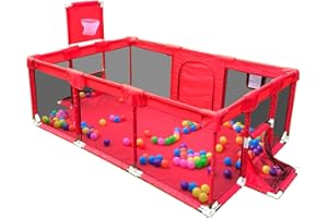 Gaorui Large Kids Baby Ball Pit - Portable Indoor Outdoor Baby Playpen Toddlers Children Safety Play Yard Fun Activities Popular Toys (Not Includes Balls) (Red)