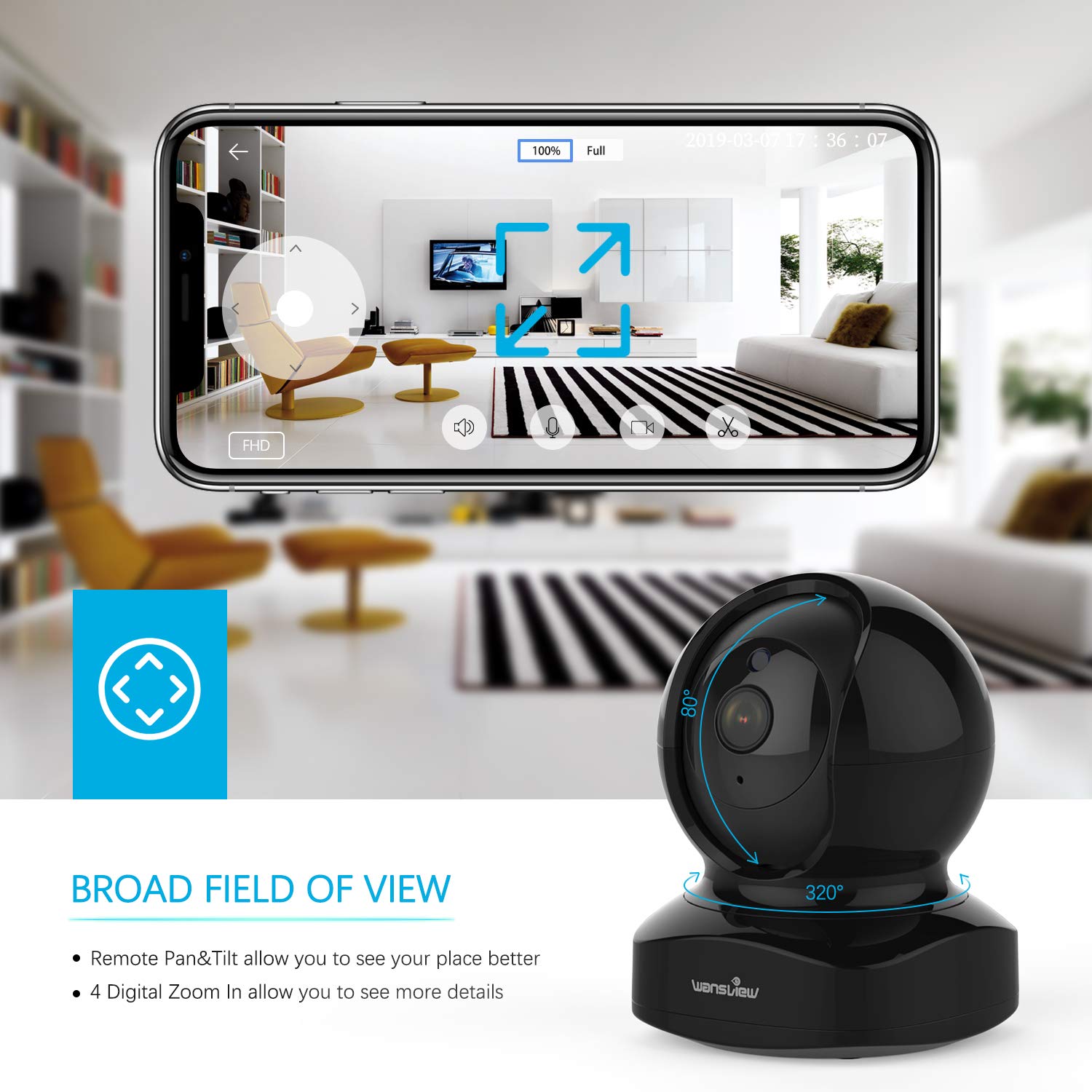 Wansview Wireless Security Camera, IP Camera 1080P HD, WiFi Home Indoor