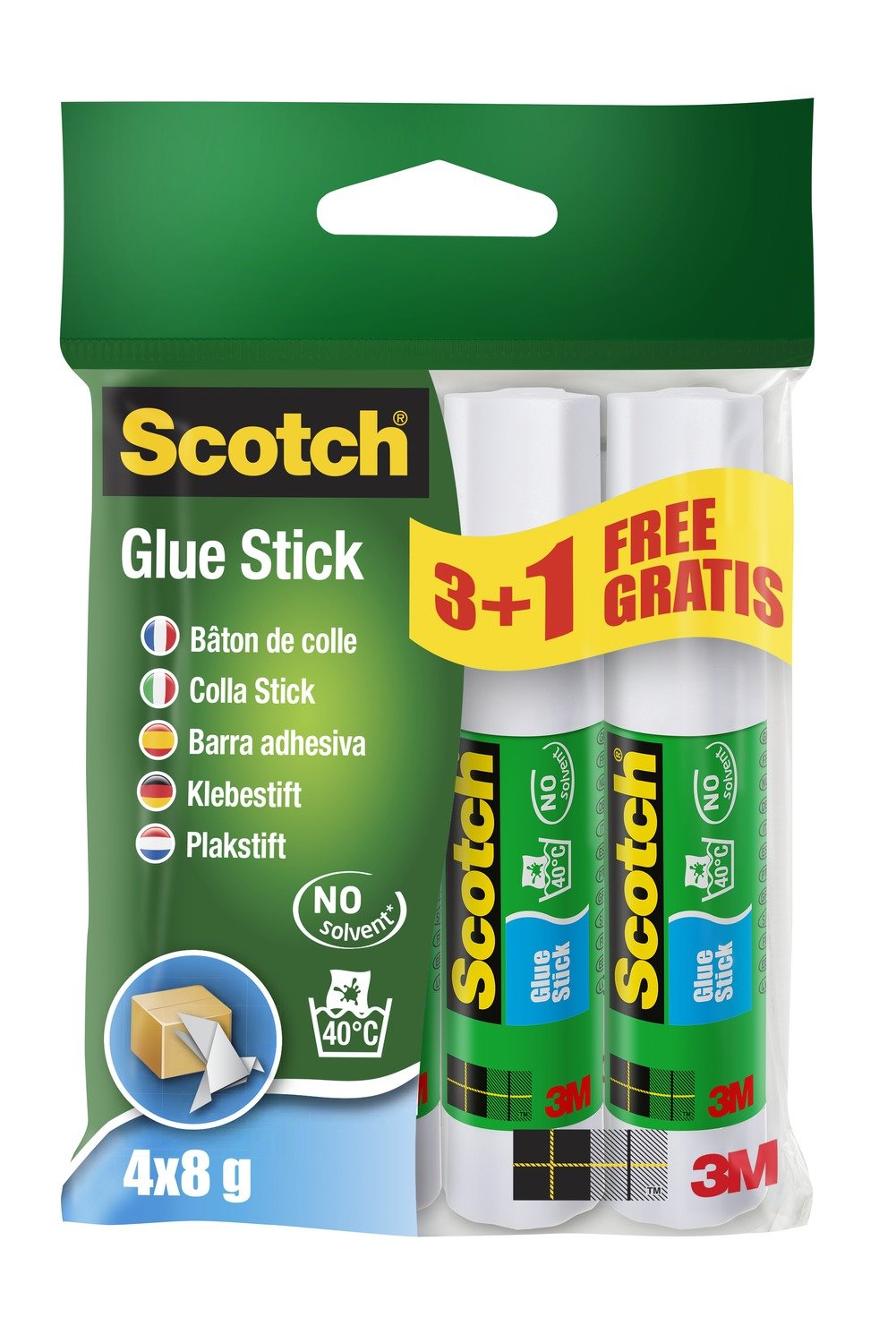 Scotch 6208P3 + 1 Standard Promotion Glue Stick Solvent Free 8g – Pack of 4