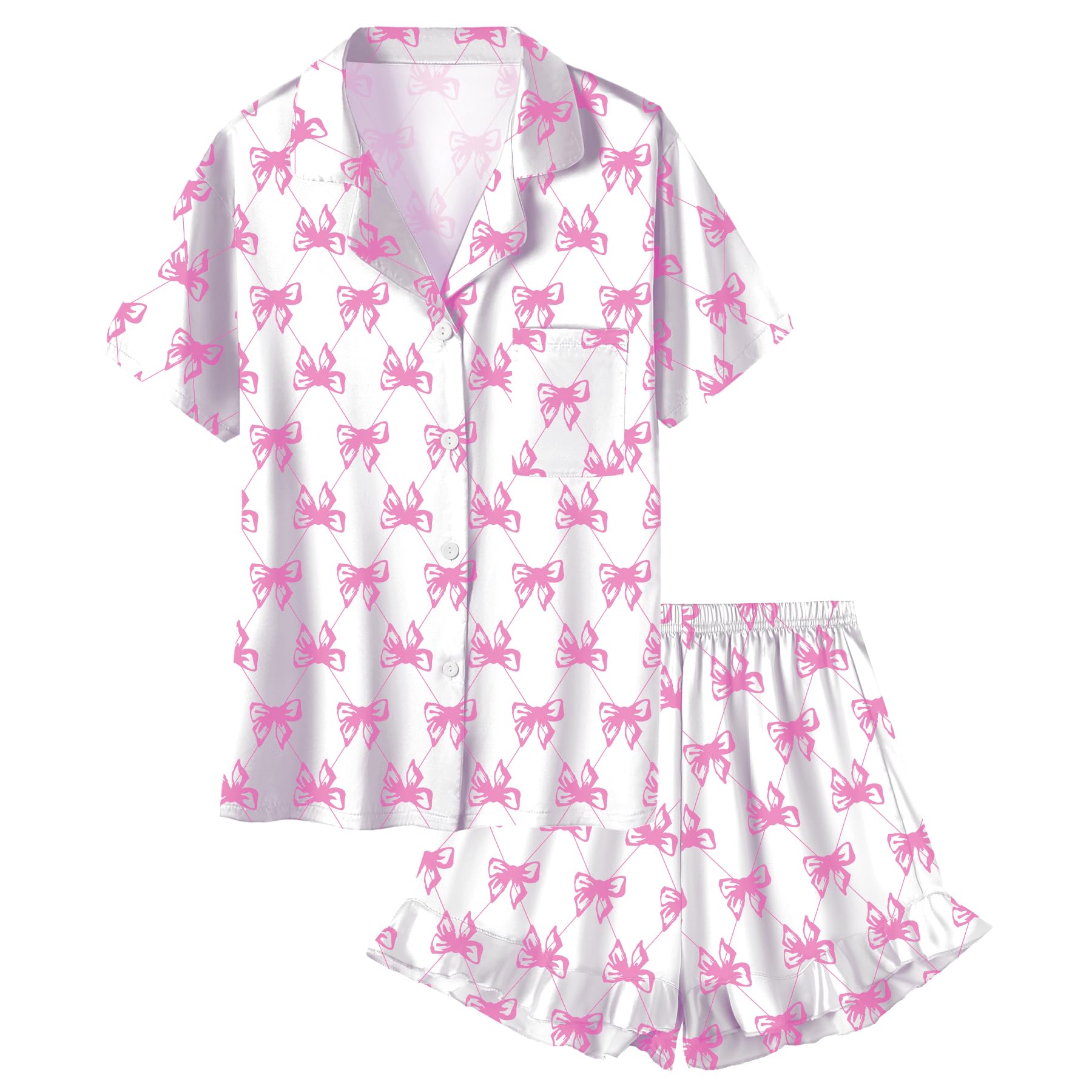 Umeyda Girls Satin Silky Collar V Neck Ruffle Short