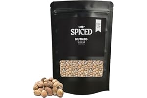 RHYTHM AROMATICS SPICED Whole Nutmeg Seeds, 6 Oz of Nutmeg Seeds Ready for Cooking, Seasoning, Grating, Grinding, Coffee, Tea and Hot Drinks