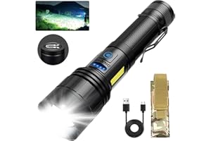 BERCOL Rechargeable Flashlights High Lumen, 250000 Lumens Super Bright Magnetic Flash Light, 7 Modes with 2 Cob Work Light, Powerful Led Flashlight with Holster for Camping, Gift Men Dad Husband Him