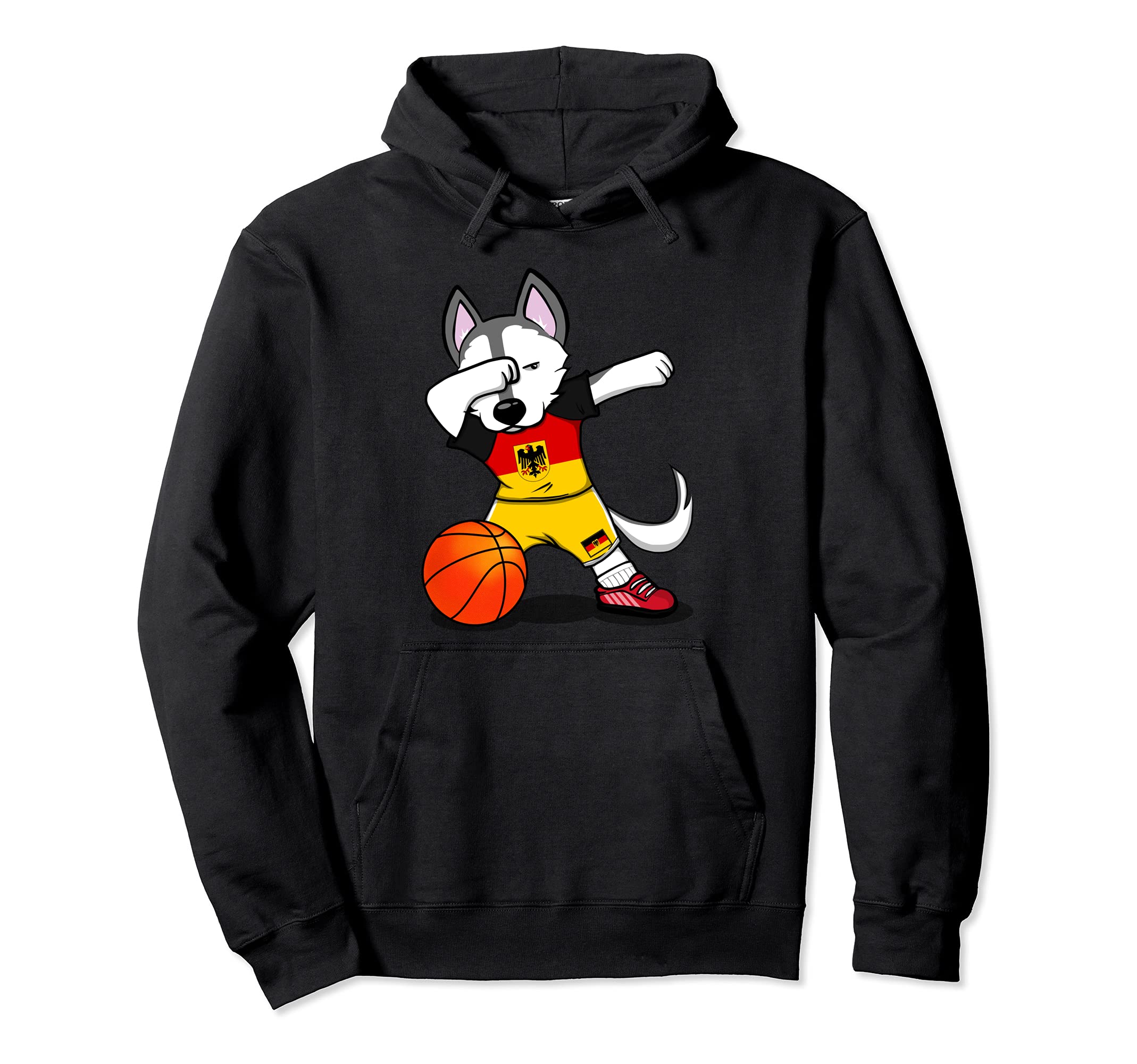 Dabbing Husky Germany Basketball Fans Jersey - German Flag Pullover Hoodie