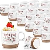 Yaomiao Christmas North Pole Hot Chocolate Mug Hot Cocoa Coffee Mugs Christmas Santa Xmas Ceramic Cups with Handle Gift Mug for Women Men Employee Coworker(15 Pcs)