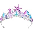 YARIEW Mermaid Crown Mermaid Birthday Decorations Mermaid Costume Mermaid Tail Starfish Fish Scales Seashell Hair Accessories for Girls Wide Mermaid Headband Mermaid Birthday Party Gifts Purple