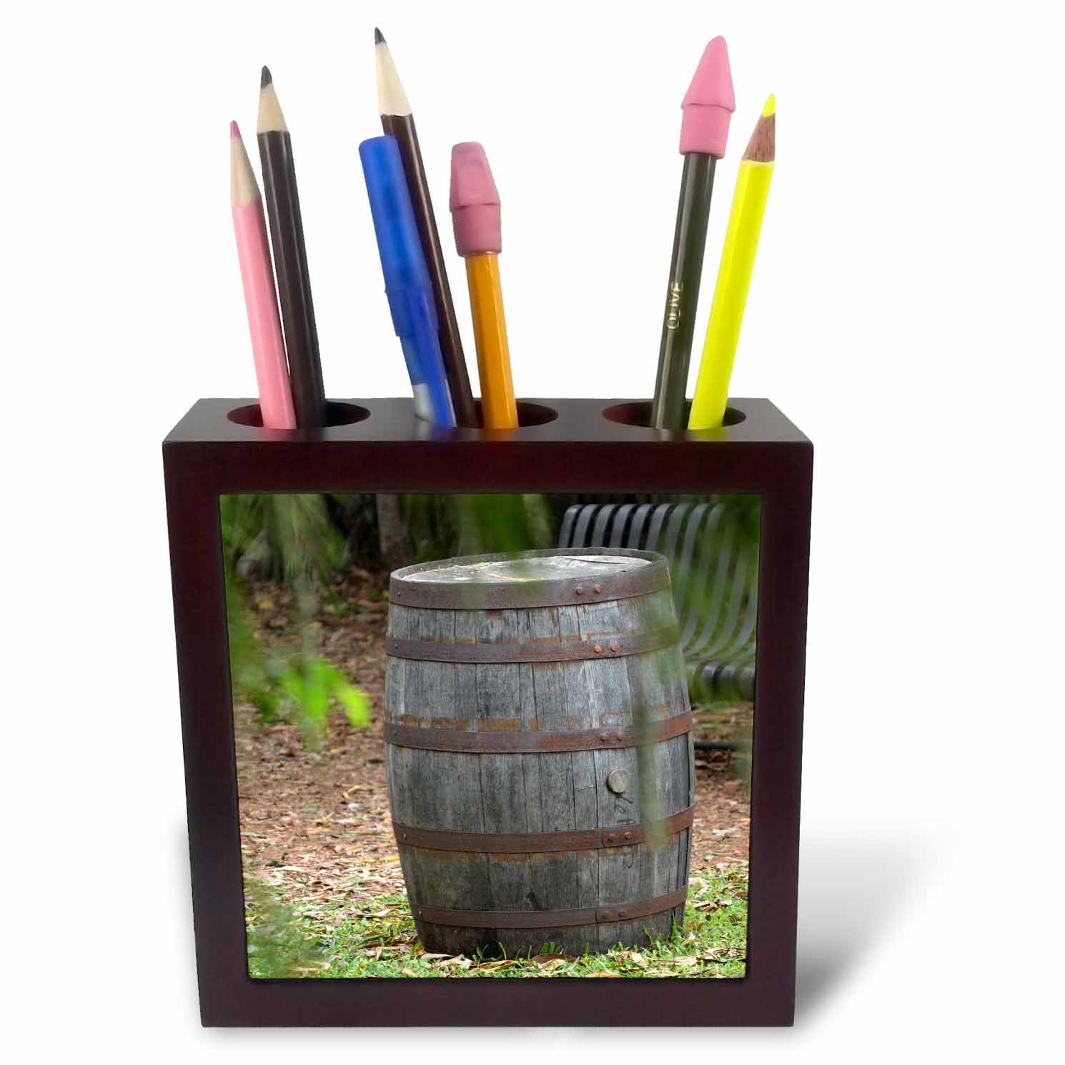 3dRose Wooden Barrel Frond Near-Tile Pen Holder, 5-Inch (Ph_178653_1), 5 Inches