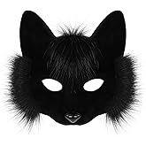 COSYEARS Animal Cat Fox Half Face Mask for Women Men Halloween Christmas Party Carnival Costume Accessory