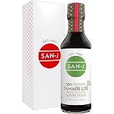 San-J - Gluten Free Tamari Lite Soy Sauce with 50% Less Sodium - Made with 100% Soy - Specially Brewed - 10 oz. Bottle