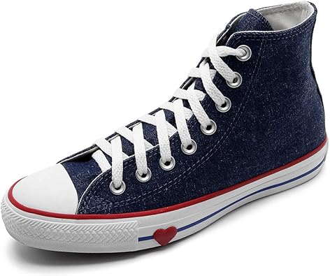 Tênis Cano Alto Converse Chuck Taylor All Star Jeans Coração - Azul - 35 | Amazon.com.br