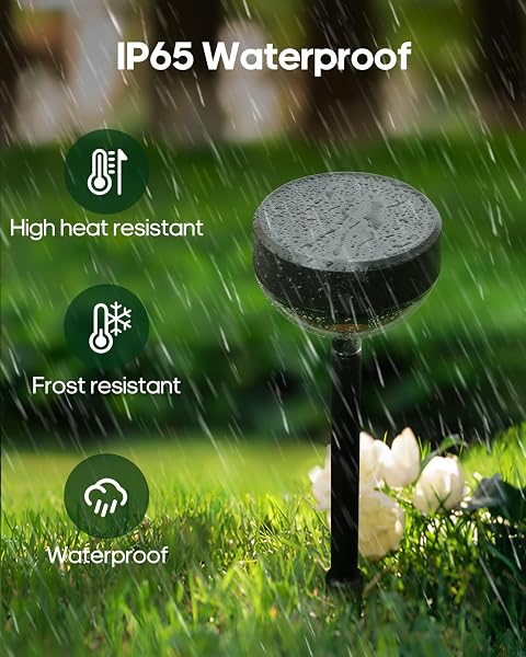 SOLAR PATHWAY LIGHTS OUTDOOR, 8 PACK 1200MAH SOLAR POWERED GARDEN LIGHTS, 2 THEMES FLOWER & CHRISTMAS, HEIGHT-ADJUSTABLE, WATERPROOF LED PROJECTION LIGHTING FOR YARD WALKWAY DRIVEWAY PATIO EASTER