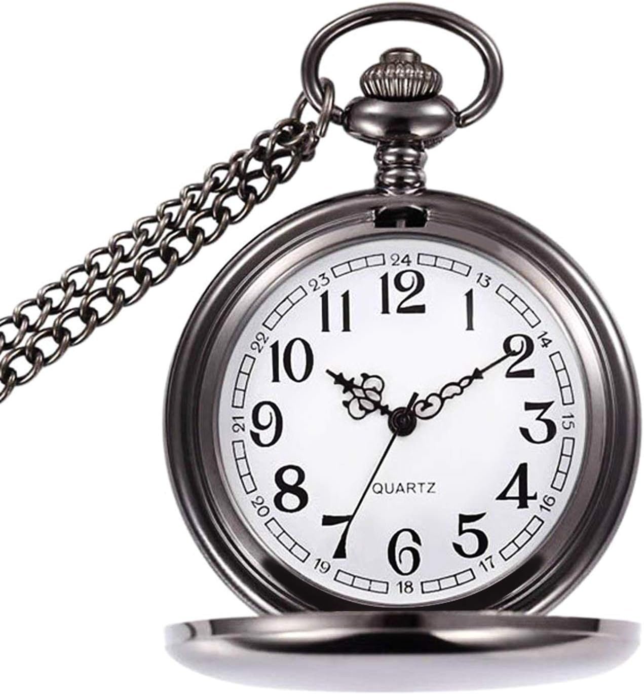 Mens Pocket Watch with Chain, Classic Vintage Quartz Pendant Fob Pocket Watches for Dad/Grandfather/Grandpa, Men Pocket Watch as Retro Gifts for Father's Day/Birthday/Anniversary Day