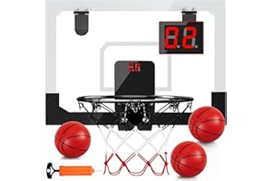 Jugana Over The Door Basketball Hoop with Electronic Scoreboard Indoor Basketball Hoop for Kids and Adults Bedroom Hoop Basketball Office Mini Hoop