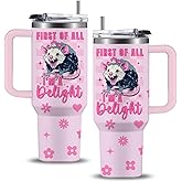 WWHSAI First Of All I'm A Delight Sarcastic Angry Opossum Tumbler 40oz with Handle, Funny Gift for Opossum Lovers Women & Girls, Birthday Christmas Opossums Themed Gifts for Animal & Pet Lover