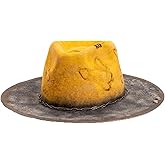 RUEDIGER Vintage Wide Brim Fedora Hats 100% Wool Stiff Felt Hat Rancher Hat with Lightning Logo Handmade Distressed/Burned