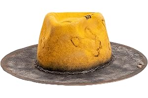 RUEDIGER Retro Wide Brimmed Stiff Fedora Men's and women's Hats,100% Wool Classic Felt Hat,Distressed/Burned Handmade