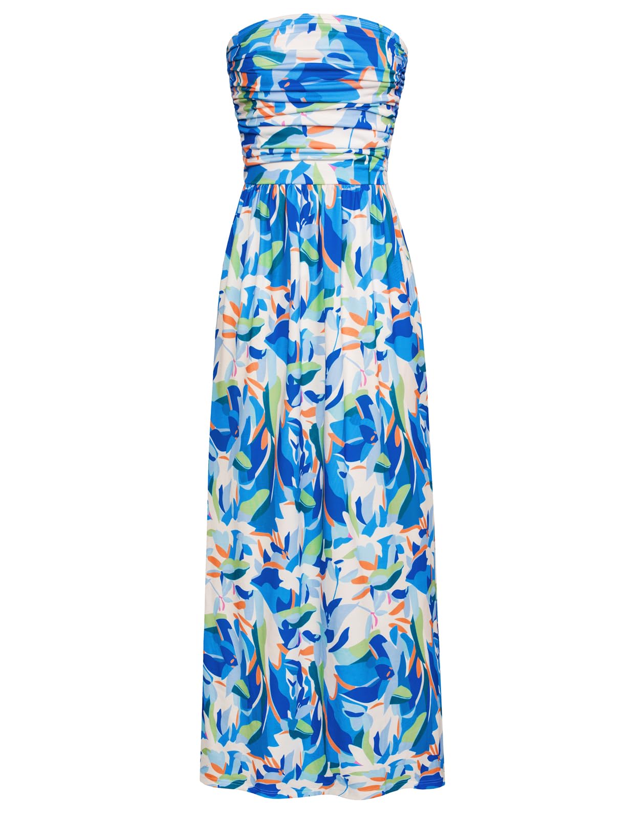 GRACE KARIN Women's 2024 Summer Bohemian Floral Printed Strapless Beach Party Long Maxi Dress Image