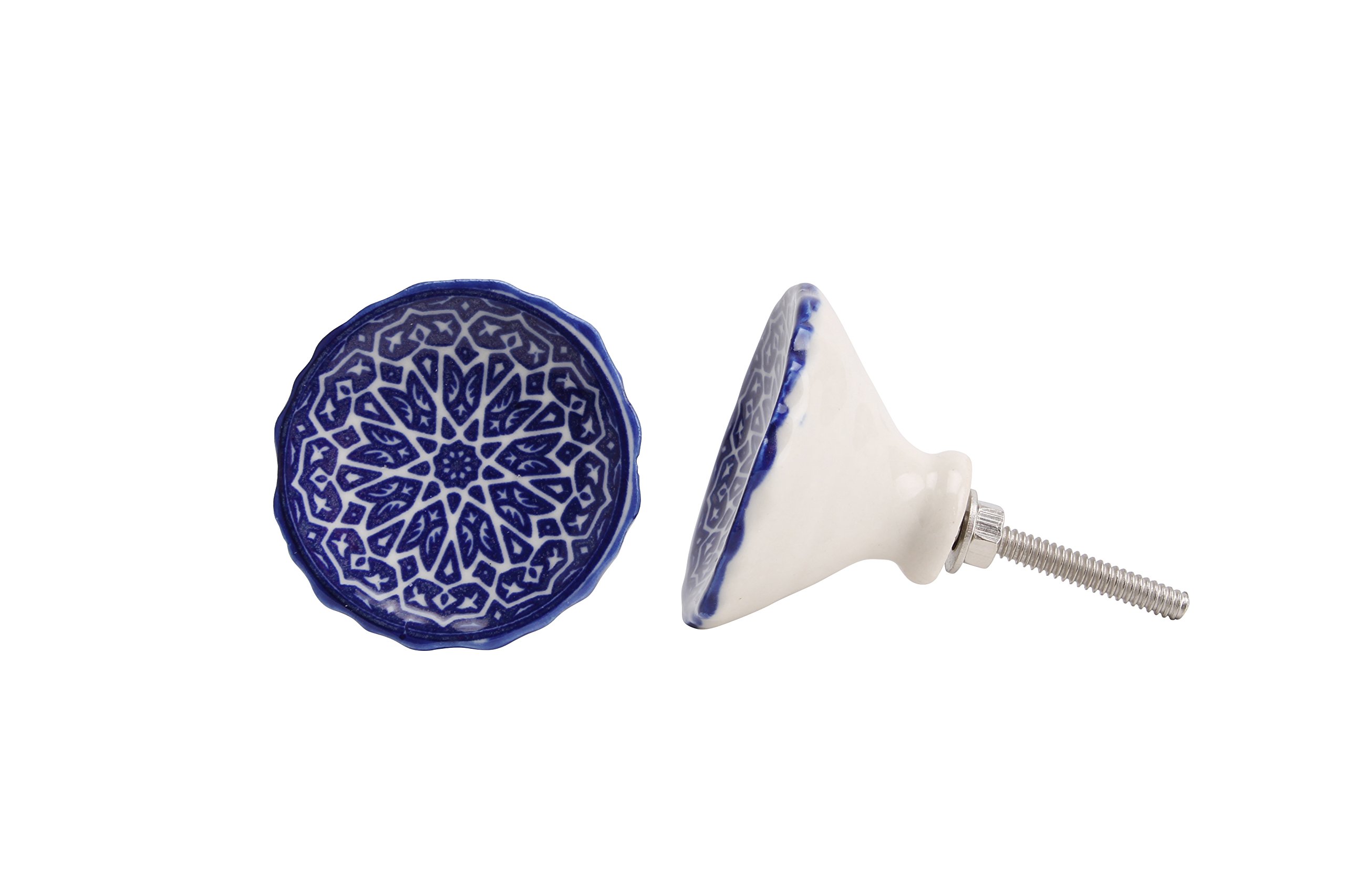Drawer Pulls CGB Giftware | Round White & Blue Patterned GB00188