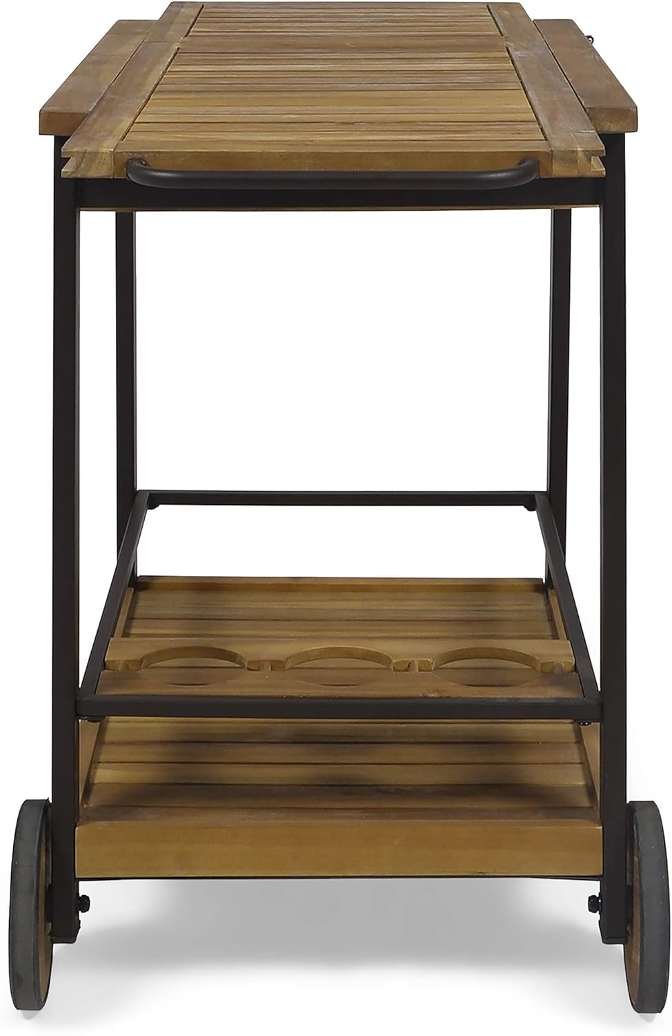 outdoor teak bar cart on Amazon Com Christopher Knight Home Michaela Indoor Acacia Wood Bar Cart With Reversible Drawers Adjustable Tray Top And Wine Bottle Holders Teak Finish Rustic Metal Furniture Decor