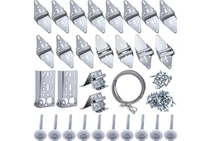 Patioer Garage Door Hardware Kit with Roller, Hinge, Top & Bottom Bracket, Galvanized Cables, Fasteners, for 16'x7' and 18'x7