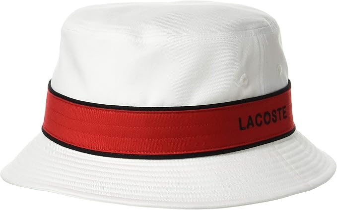 Amazon ラコステ 帽子 公式 配色ラインドバケットハット メンズ ホワイト Free サイズ ハット 通販