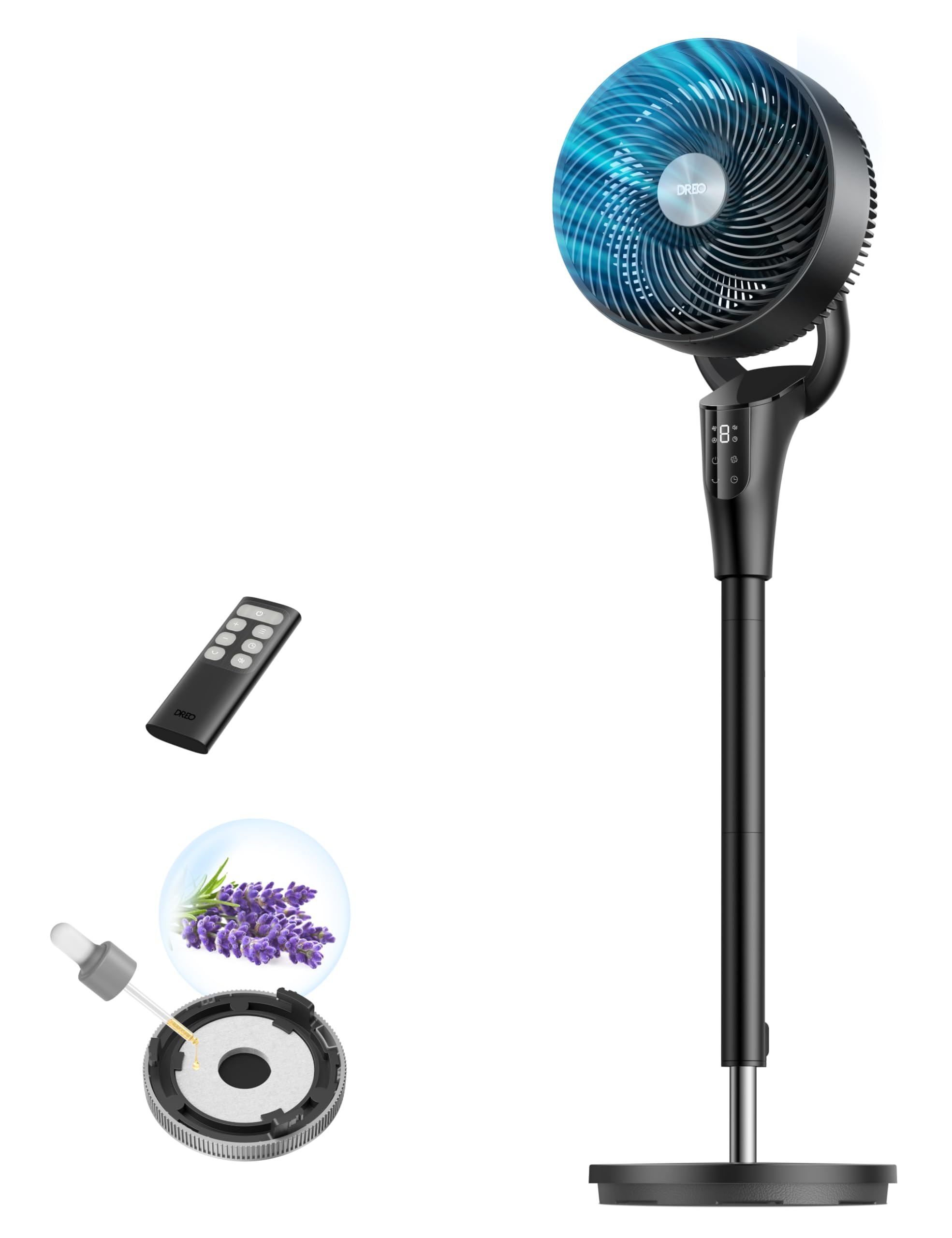 Photo 1 of ***FAN HEAD DAMAGED / POSSIBLY MISSING ASSEMBLY PIECES *** DREO Fan for Bedroom, 2026 Upgraded, 90ft Airflow, 20dB Quiet Fan, 90° Oscillating Standing Fan for Whole Room, DC Motor, 8+H Speeds, 3 Modes, 38-42'' Adjustable Height, 8H Timer, 105° Manual Vert